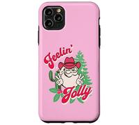 Feeling Jolly Pink Cowboy Santa Western Christmas Carcasa para iPhone 11 Pro MAX