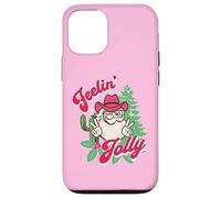 Feeling Jolly Pink Cowboy Santa Western Christmas Carcasa para iPhone 12/12 Pro