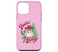 Feeling Jolly Pink Cowboy Santa Western Christmas Carcasa para iPhone 12 Mini