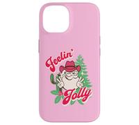 Feeling Jolly Pink Cowboy Santa Western Christmas Carcasa para iPhone 14