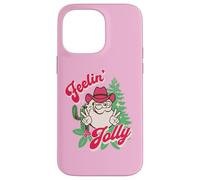 Feeling Jolly Pink Cowboy Santa Western Christmas Carcasa para iPhone 14 Pro MAX