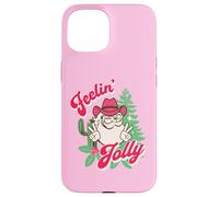 Feeling Jolly Pink Cowboy Santa Western Christmas Carcasa para iPhone 15