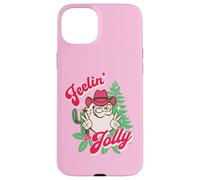 Feeling Jolly Pink Cowboy Santa Western Christmas Carcasa para iPhone 15 Plus