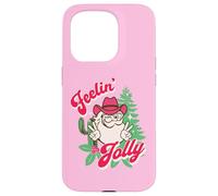Feeling Jolly Pink Cowboy Santa Western Christmas Carcasa para iPhone 15 Pro