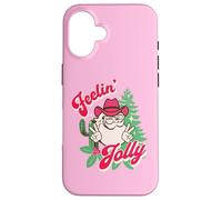 Feeling Jolly Pink Cowboy Santa Western Christmas Carcasa para iPhone 16