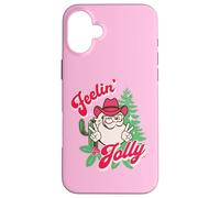 Feeling Jolly Pink Cowboy Santa Western Christmas Carcasa para iPhone 16 Plus