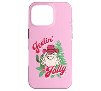 Feeling Jolly Pink Cowboy Santa Western Christmas Carcasa para iPhone 16 Pro