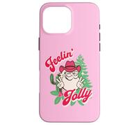Feeling Jolly Pink Cowboy Santa Western Christmas Carcasa para iPhone 16 Pro MAX