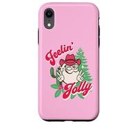 Feeling Jolly Pink Cowboy Santa Western Christmas Carcasa para iPhone XR