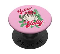 Feeling Jolly Pink Cowboy Santa Western Christmas PopSockets PopGrip Adhesivo