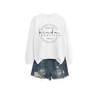 Feeling Kinda Idgaf Ish Comfortable Women's Long Sleeve Top, Graphic Print Crewneck Sweatshirt, Loose Fit Pullover for Gifting and Casual Style in Many Colors
