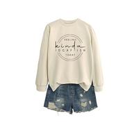 Feeling Kinda Idgaf Ish Comfortable Women's Long Sleeve Top, Graphic Print Crewneck Sweatshirt, Loose Fit Pullover for Gifting and Casual Style in Many Colors
