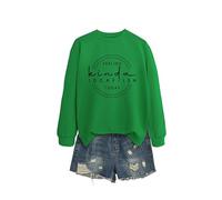 Feeling Kinda Idgaf Ish Comfortable Women's Long Sleeve Top, Graphic Print Crewneck Sweatshirt, Loose Fit Pullover for Gifting and Casual Style in Many Colors