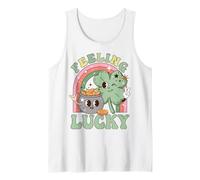 Feeling Lucky Four Leaf Clover Irish Luck Humor Camiseta sin Mangas