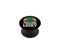 Feeling Lucky Retro Casino Humor St Patricks Day Vibes PopSockets PopGrip Adhesivo