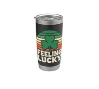 Feeling Lucky Retro Casino Humor St Patricks Day Vibes Vaso térmico de acero inoxidable de doble pared