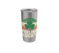 Feeling Lucky Retro Casino Humor St Patricks Day Vibes Vaso térmico de acero inoxidable de doble pared