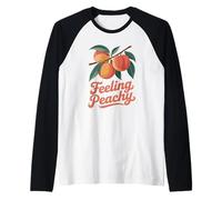 Feeling Peachy Funny Fruit Summer Retro Vibes tee Camiseta Manga Raglan
