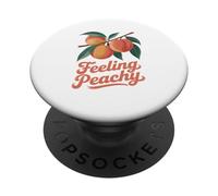Feeling Peachy Funny Fruit Summer Retro Vibes tee PopSockets PopGrip Adhesivo