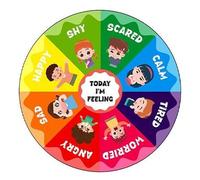 Feeling Wheel - Alfombra de regulación emocional para aula, alfombras calmantes, decoración de esquina relajante, alfombra educativa de salud mental para aula, alfombra ABC Feelings para niños