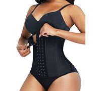 FeelinGirl Body Faja Reductora Mujer 9 Aceros Deshuesados Látex Corsé de Entrenamiento Transpirable Faja Lumbar con Ganchos Negro 3XL