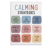 Feelings Chart Calming Strategies Poster Canvas Wall-Art Print Emotional Regulation Aid for Childrens Room Classroom Home Decor(Framed,16x24inch(40x60cm))