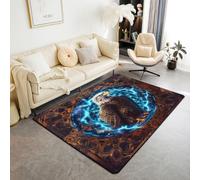 feelingyou Alfombra 3D de Águila Salón 150 x 200 cm Fantasy Flash Animales Salvajes Alfombra para Niños Niñas Animal Salvaje Azul Marrón Alfombra de Piso Decoración del Hogar