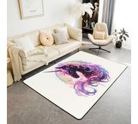 feelingyou Alfombra de sala de estar de unicornio, 100 x 150 cm, princesa de ensueño, estrellas, arco iris, alfombra para niños, adolescentes, dibujos animados, animales mágicos, alfombra de interior