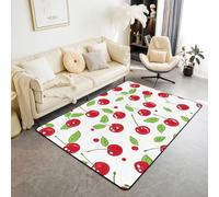 feelingyou Alfombra de salón de cereza de dibujos animados, 100 x 150 cm, bayas de verano, frutas, dormitorio, alfombra para niños, adolescentes, niñas, minimalista, casa de campo, alfombra de