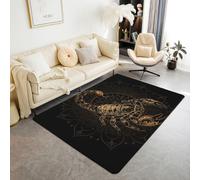 feelingyou Alfombra de salón de escorpión, 150 x 200 cm, exótica vintage, mandala dorada y negra, alfombra para dormitorio para niños y niñas, constelación de animales salvajes, decoración del hogar