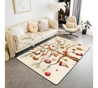 feelingyou Alfombra rústica de Navidad para sala de estar, 100 x 150 cm, lindas bolas de Navidad, calcetines, pino, dormitorio, alfombra para niños, adolescentes, árboles marrones, retro, vacaciones