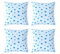 feelingyou Amor Corazón Impresión Funda de Cojín 45 x 45 cm 4 Piezas Geométrico Lindo Lunares Patrón Funda de Cojín para Niñas Niños Simple Decoración Moderna Azul Sofá Fundas