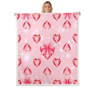 feelingyou Arco rojo nudo tiro, manta de tamaño B lindo corazón forma de diamante cama tiro para niños brillante cristal brillo corbata decoración del hogar para silla