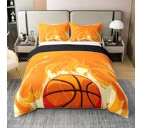 feelingyou Baloncesto 100% algodón natural edredón tamaño L niños pelota deportes juegos temáticos niñas juego de cama conjunto acuarela llama impresión colcha cubierta, 3 piezas