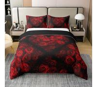 feelingyou Bonita flor de amor 100% algodón natural edredón tamaño S romántico día de San Valentín tema ropa de cama conjunto simple impresión rosa cubierta cubierta, 2 piezas