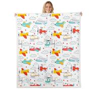 feelingyou Bonita manta de forro polar de avión, manta de felpa de avión de dibujos animados para niños y adolescentes, bonita decoración de habitación, mantas de franela con estampado de pintura a