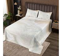 feelingyou Colcha de mármol beige de 170 x 210 cm, elegante estilo de grano de piedra, juego de edredón para habitación de niños y niñas, lujoso marmolado decorativo acolchado con 1 funda de almohada