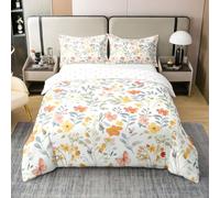 feelingyou Coloridas flores 100% algodón natural edredón tamaño M dulce mariposa hojas frescas niños ropa de cama conjunto vintage maravilloso animal y plantas impresiones cubierta de manta, 2pcs