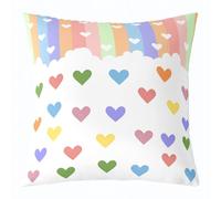 feelingyou Colorido corazón cojín cubierta 40 x 40 cm, arco iris rayas arte cubierta adolescentes Kawaii estilo princesa amor almohada cubierta para oficina sala de estar