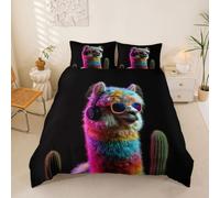 feelingyou Colorido fresco Alpaca Niños Edredón Tamaño L Verde 3D Cactus Impresión Suave Poliéster Manta Cubierta Simple Linda Música Animal Plantas Temas Juego de Ropa de Cama (2 Contenedores de