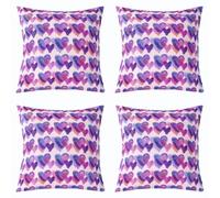 feelingyou Corazón forma lanzar almohada cubierta,linda acuarela pintura a mano doble cara impresión funda de almohada,Amor Tema púrpura y rosa cuadrado 50x50cm Set de 4,Poliéster