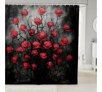 feelingyou Cortina de baño con flores de rosas rojas, cortinas de baño para el día de San Valentín, 12 ganchos, para bañera, cortina de baño romántica de hojas botánicas para niños, niñas, niños, 72