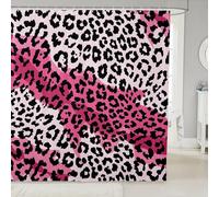 feelingyou Cortina de ducha con estampado de leopardo, tamaño L, piel de animal salvaje, patrón de piel, cortina de baño para adultos, rosa gueda africana, accesorios de baño con ganchos