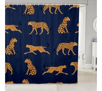 feelingyou Cortina de ducha de guepardo salvaje tamaño L elegante estampado de leopardo lindo animal cortina de baño para adultos animales salvajes africanos azul accesorios de baño con gancho
