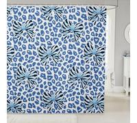 feelingyou Cortina de ducha de piel de animal tamaño M Zebra Stripes Corbata Retro Leopard Print Cortina de baño para niños Azul Africano Guepardo Cebra Vida Silvestre Piel Accesorios de Baño con