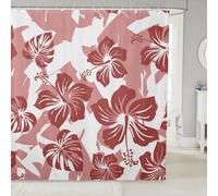 feelingyou Cortina de ducha de plantas tropicales retro flores rosas flores cortinas de baño para niños hojas de palma simple decoración de graffiti impermeable cortina de baño con 12 ganchos tamaño S