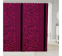 feelingyou Cortina de ducha de rayas de moda tamaño S rosa rojo hermoso estampado leopardo cortina de baño para niños clásico piel de animal salvaje accesorios de baño con gancho