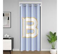feelingyou Cortina de puerta a rayas azules y blancas 132 x 203 cm Inicial B Türway Cortinas para niños Bastante monograma alfabeto puerta cortinas para separación de espacio