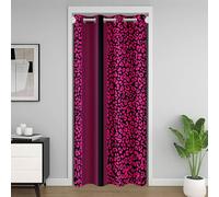 feelingyou Cortina de puerta a rayas de moda, 86 x 203 cm, rosa roja, hermosa impresión de leopardo, cortinas para exteriores, clásicas, piel de animales salvajes, para dormitorio