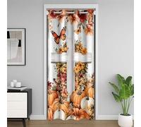 feelingyou Cortina de puerta con bombas de otoño, 132 x 203 cm, Happy Thanksgiving Day Türway Cortinas para niños Rústico Flores Hojas de estilo granja Puerta Cortinas para separación de habitación